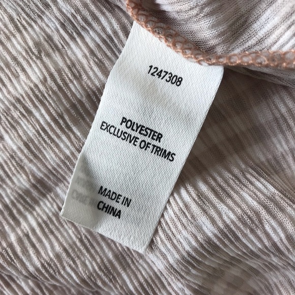 &ME Checked Crinkled Tea Dress Button Front Tan & White Flutter Sleeve - Picture 11 of 13